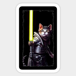 Fun Cat Print ~ AI Art ~ Fantasy Cat ~ Sci-fi Cat ~ Cats with Lightsabers Sticker